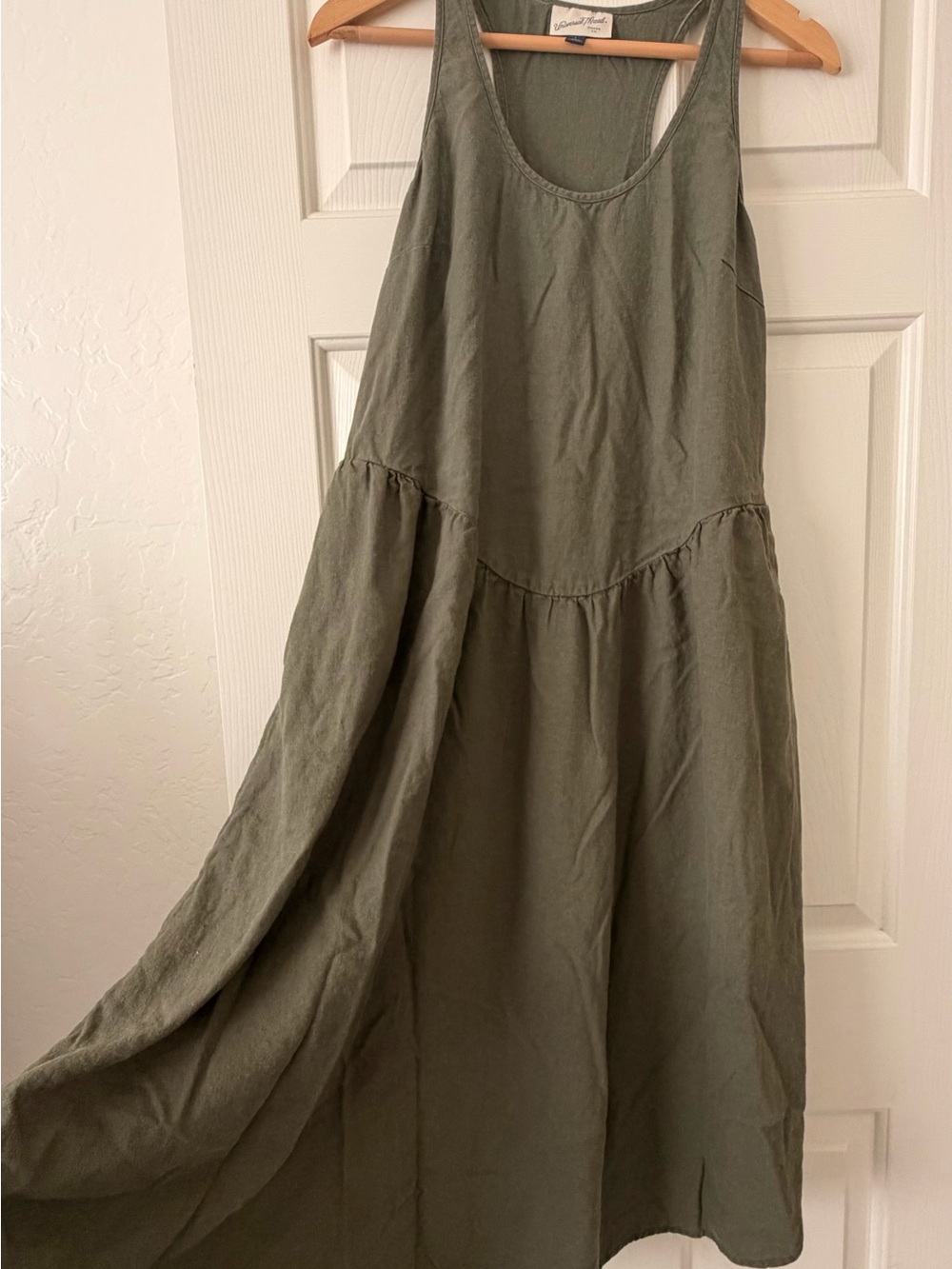 Universal Thread Olive Scoop-Neck Linen Maxi Dress